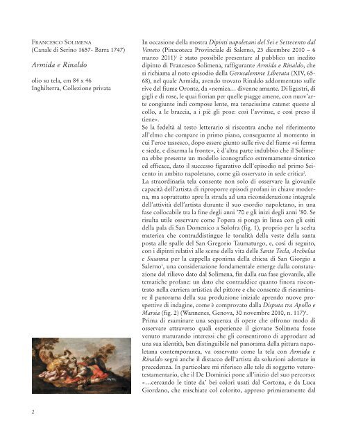 n° 13. Francesco Solimena, Il sogno di Armida e ... - Palazzo Chigi