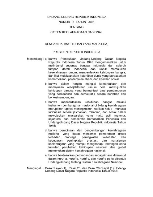 undang-undang republik indonesia nomor 3 tahun 2005 tentang ...