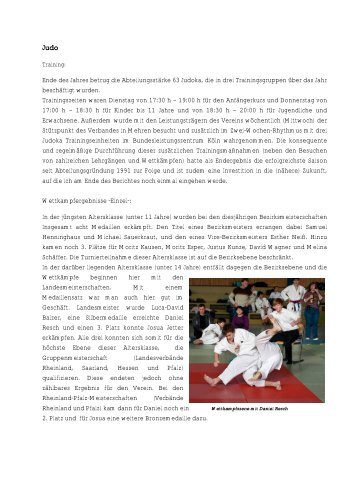 Ende des Jahres betrug die Abteilungsstärke 63 Judoka, die in drei ...