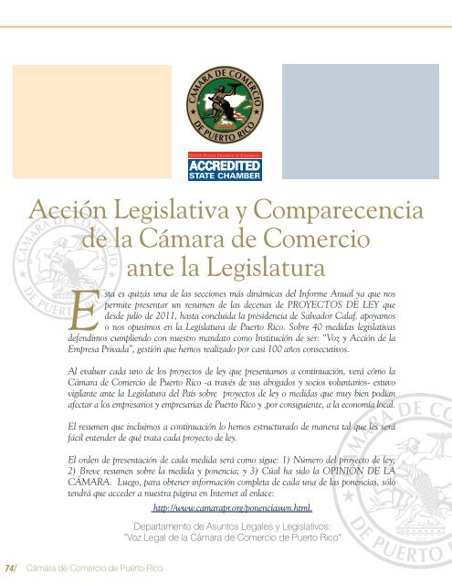 Accion Legislativa Camara De Comercio De Puerto Rico