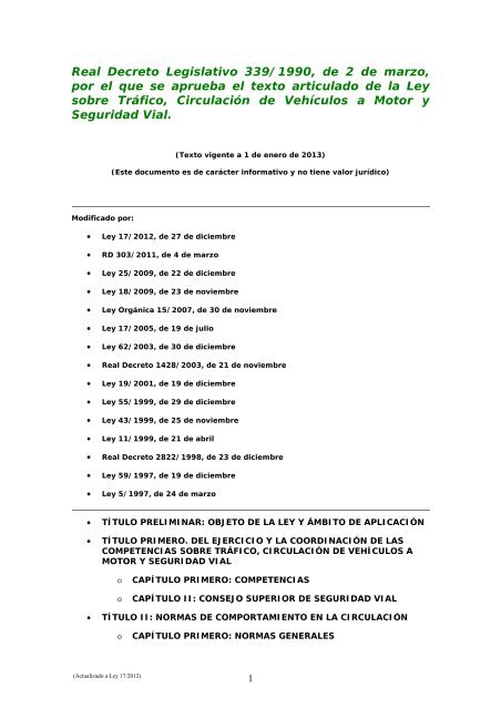 Real Decreto Legislativo 339/1990, de 2 de marzo, por el que se ...