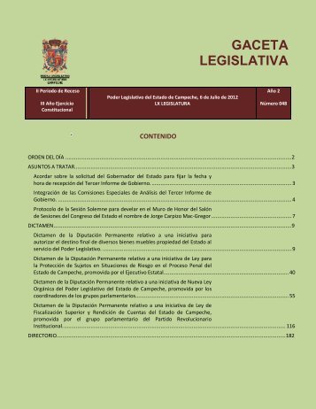 GACETA LEGISLATIVA - Poder Legislativo del Estado de Campeche