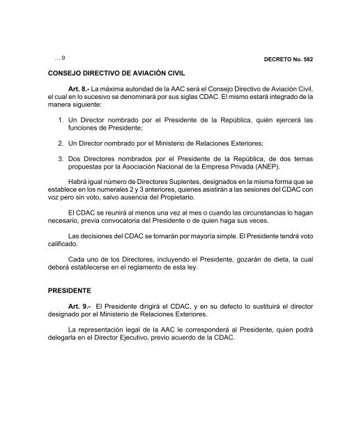 DECRETO No 582. LA ASAMBLEA LEGISLATIVA DE LA ...