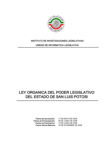 ley organica del poder legislativo del estado de san luis potosi