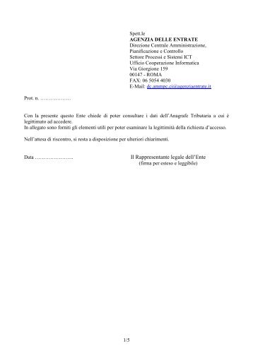 pag 14 SIATEL v2 Richiesta di accesso generica - Agenzia delle ...