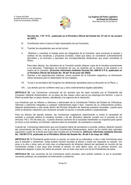 ley organica del poder legislativo del estado de chihuahua