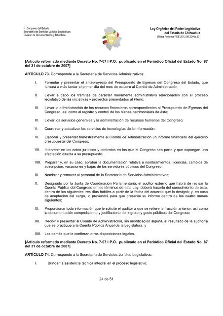 ley organica del poder legislativo del estado de chihuahua