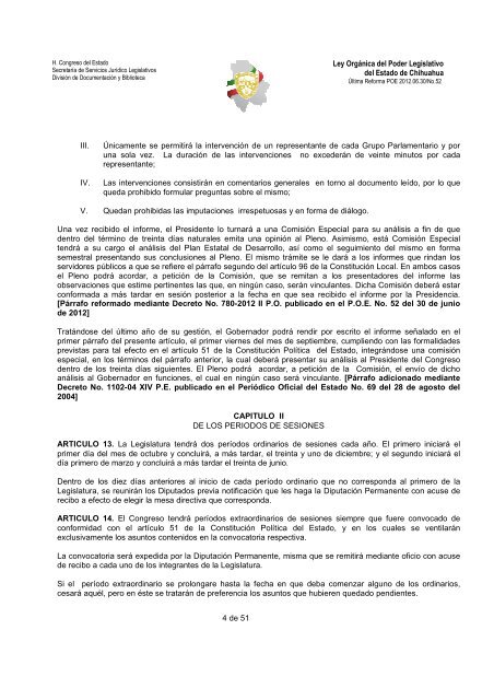 ley organica del poder legislativo del estado de chihuahua