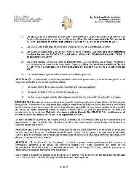 ley organica del poder legislativo del estado de chihuahua