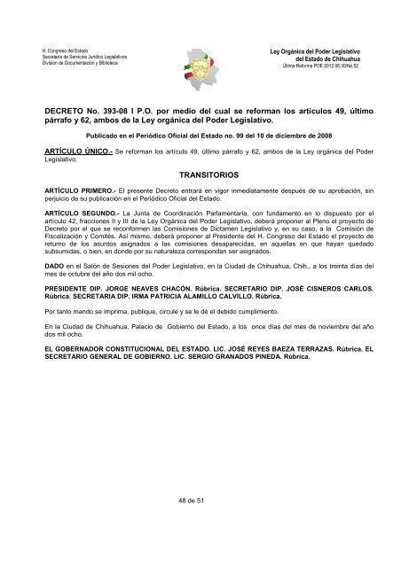 ley organica del poder legislativo del estado de chihuahua