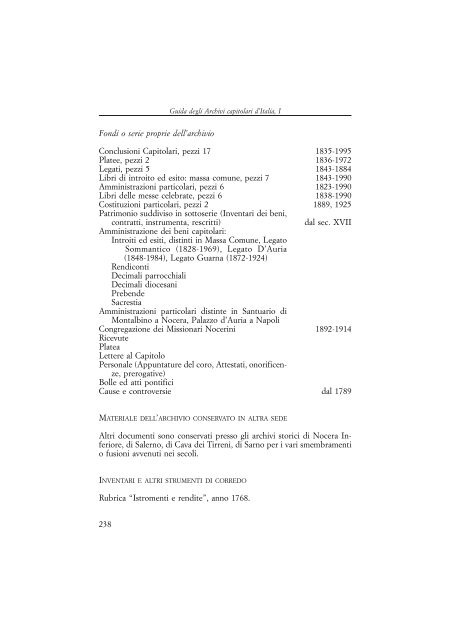 Guida degli Archivi capitolari d'Italia. I - Direzione generale per gli ...