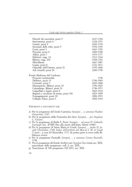 Guida degli Archivi capitolari d'Italia. I - Direzione generale per gli ...