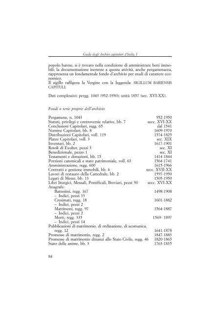 Guida degli Archivi capitolari d'Italia. I - Direzione generale per gli ...