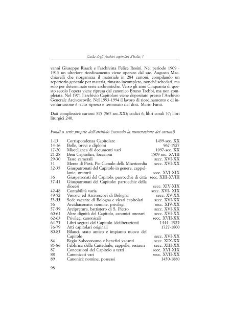 Guida degli Archivi capitolari d'Italia. I - Direzione generale per gli ...