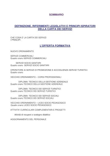 SOMMARIO DEFINIZIONE, RIFERIMENTI LEGISLATIVI E PRINCIPI ...