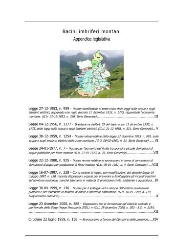Bacini imbriferi montani - Appendice legislativa 1 - Regione Piemonte