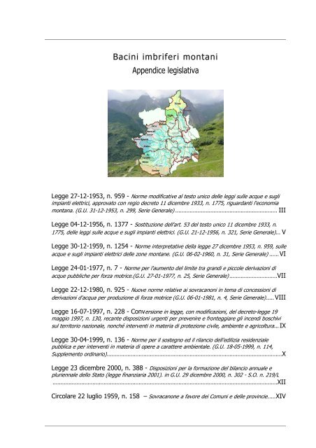 Bacini imbriferi montani - Appendice legislativa 1 - Regione Piemonte