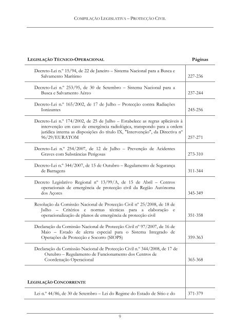 Compilação Legislativa - Autoridade Nacional de Protecção Civil