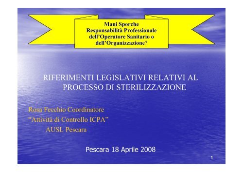 Riferimenti legislativi relativi al processo di sterilizzazione