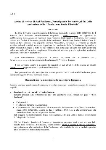 Avviso di ricerca di Soci Fondatori, Partecipanti e ... - Città di Torino