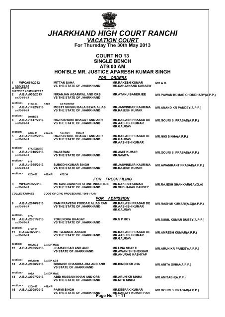 Jharkhand High Court Ranchi Indian Courts