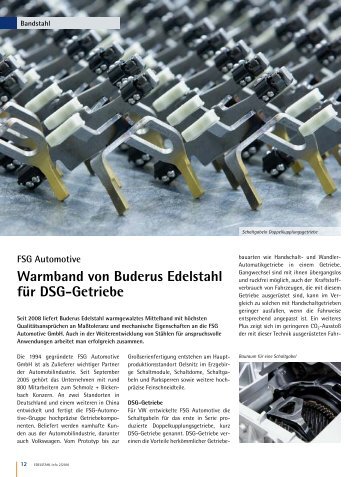 FSG Automotive Warmband von Buderus Edelstahl für DSG-Getriebe