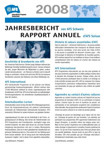 RAPPORT ANNUEL d'AFS Suisse - AFS Schweiz