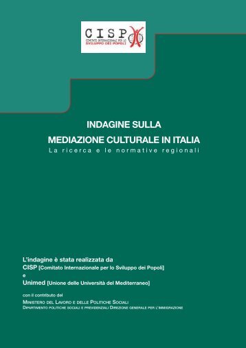 indagine sulla mediazione culturale in italia - Integrazione Migranti