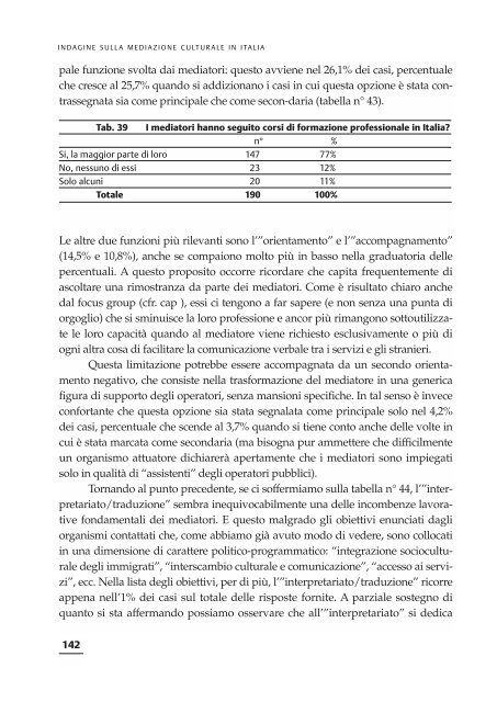 indagine sulla mediazione culturale in italia - Integrazione Migranti