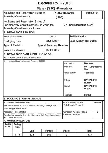 Electoral Roll - 2013 - Office of the Chief Electoral Officer