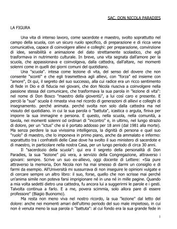 La vita - Istituto Salesiani Napoli Vomero