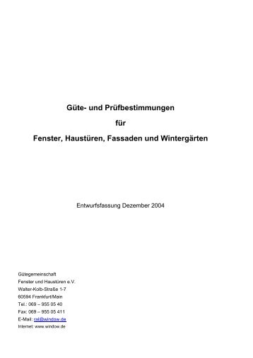 Güte- und Prüfbestimmungen für Fenster, Haustüren ... - Wintergarten