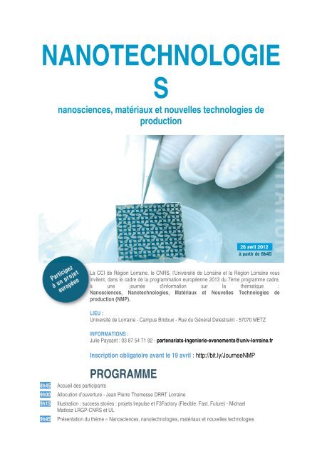 NANOTECHNOLOGIE S nanosciences, matériaux et nouvelles ...