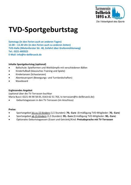 TVD-Sportgeburtstag - TV Dellbrück eV