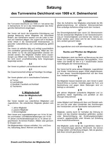 Satzung des TVD - Turnverein Deichhorst von 1909 e.V.