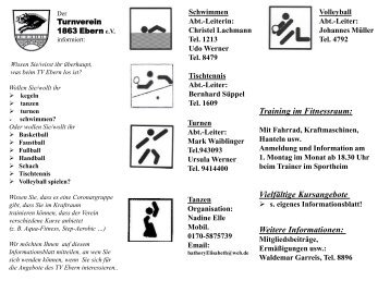 Info-Flyer zum Sportangebot des TV Ebern - TV 1863 Ebern eV › Ein