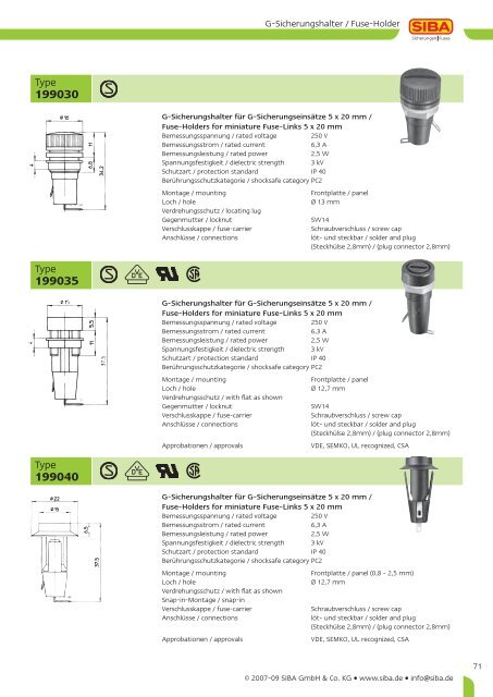 Geräteschutzsicherungen Miniature Fuses - AlHof