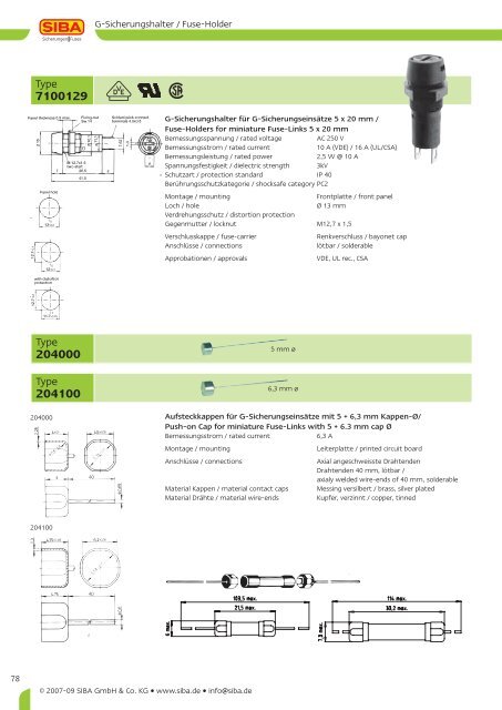 Geräteschutzsicherungen Miniature Fuses - AlHof