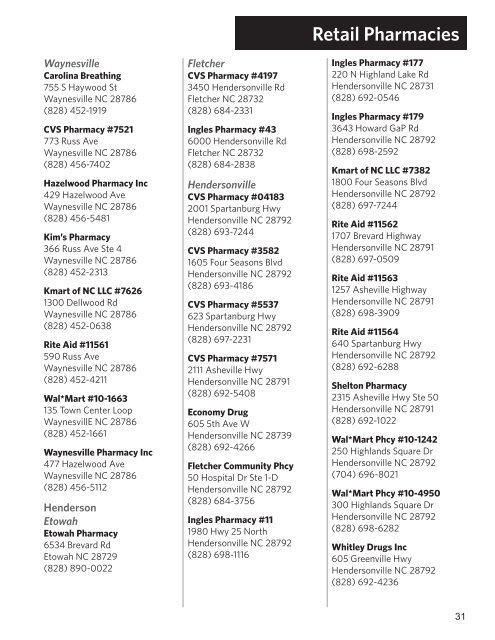 Retail Pharmacies - Blue Cross and Blue Shield of North Carolina