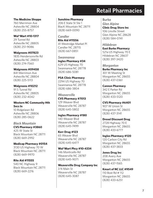 Retail Pharmacies - Blue Cross and Blue Shield of North Carolina