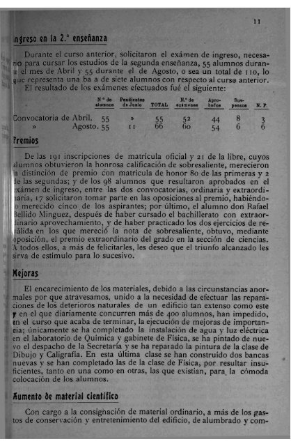 Memoria leída... acerca de su estado en el