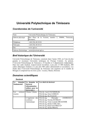 Universite Polythechnique de Timisoara - AUF