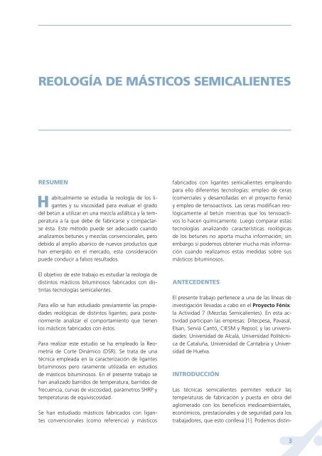 Comunicación: Reología de másticos semicalientes - Ditecpesa