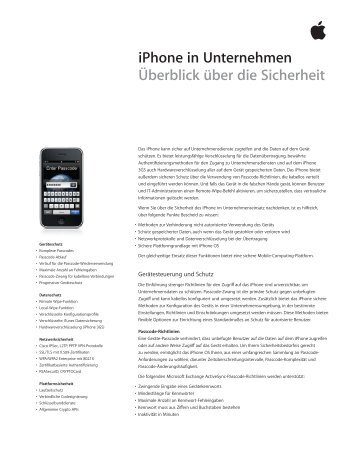 iPhone in Unternehmen Überblick über die Sicherheit - Apple