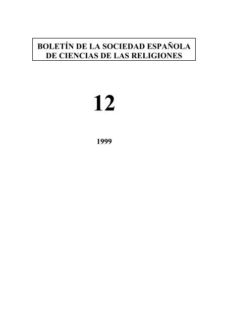 Boletín 12 - Sociedad Española de Ciencias de las Religiones