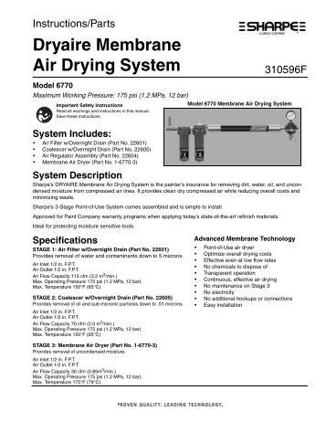 Dryaire Membrane Air Drying System - Northern Tool + Equipment