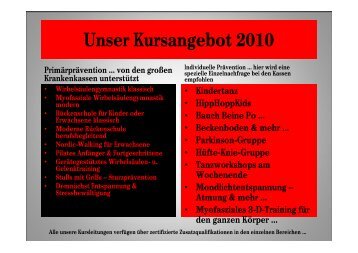 Unser Kursangebot 2010 Primärprävention … von den großen ...