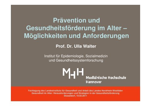 Prävention und Gesundheitsförderung im Alter ... - LZG.NRW
