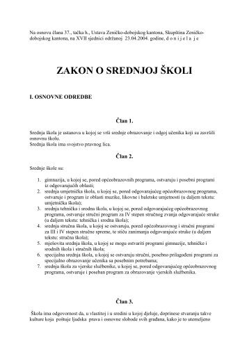 Zakon o srednjoj školi Zeničko-dobojskog kantona