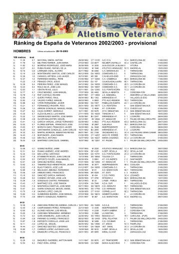 Ránking de España de Veteranos 2002/2003 ... - ArchivoWeb